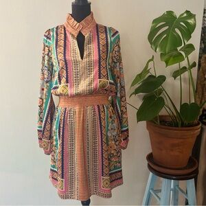 [Joy Joy] Cinched Scarf Pattern Dress